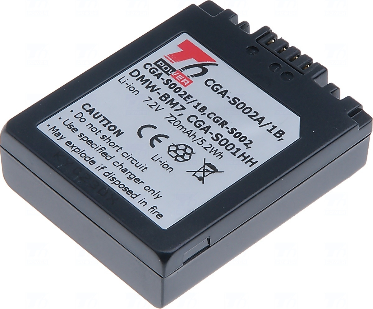 Baterie T6 Power DMW-BM7, CGA-S002E, CGA-S002, CGA-S002A, CGA-S002A/1B, CGA-S002E/1B, CGR-S002, CGR-S002E