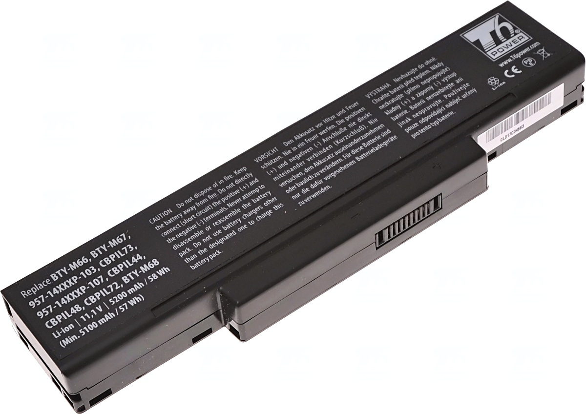 Baterie T6 Power SQU-524, BTY-M66, A42-A9, A42-Z94, A32-Z94, SQU-503, SQU-511, CBPIL44, A32-Z96, M660NBAT-6, BATEL80L6, 90-NFY6B1000, 906C5040F