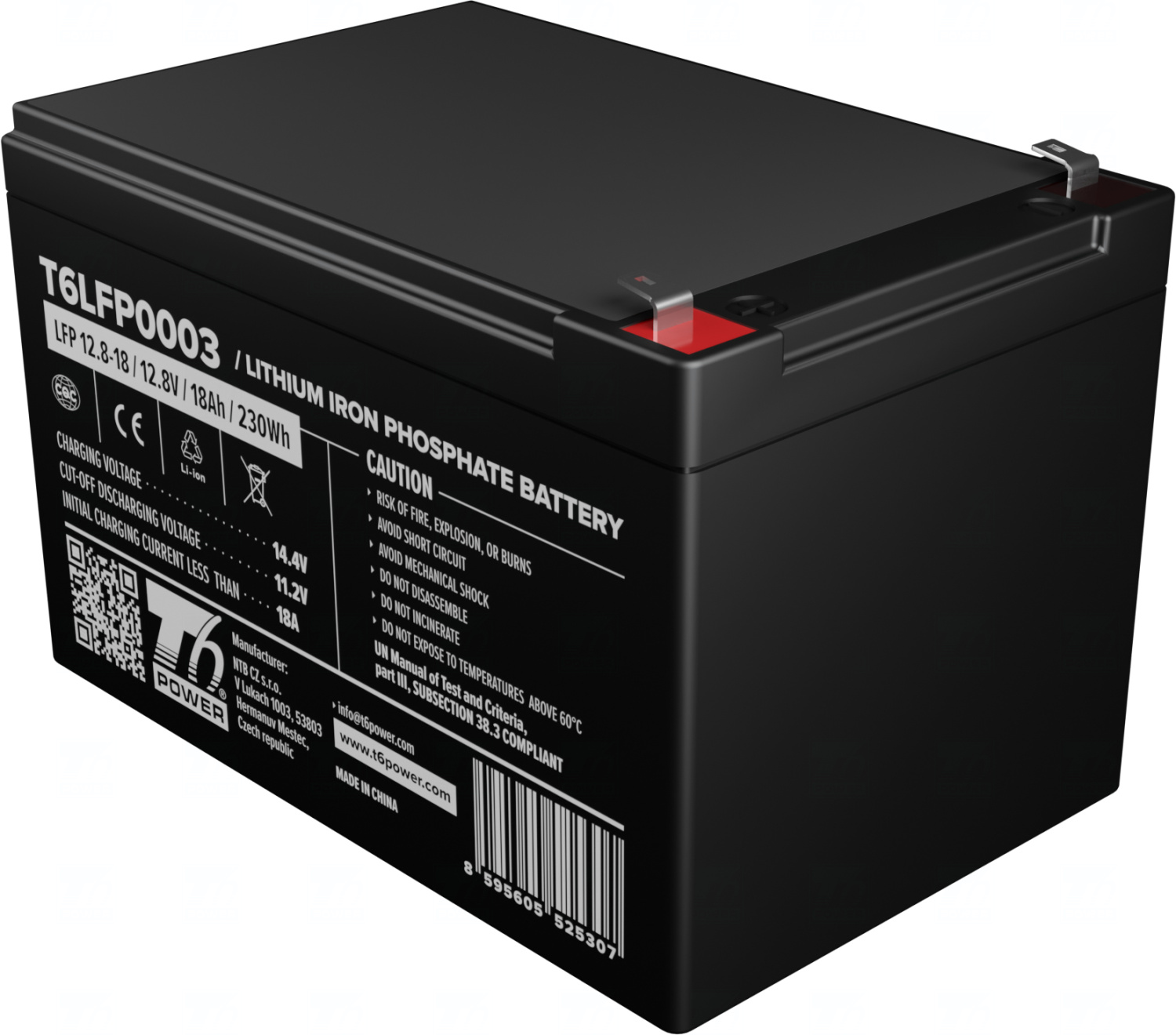 Baterie T6 Power LiFePO4, 12.8V, 18Ah, 230Wh, Bluetooth, F2